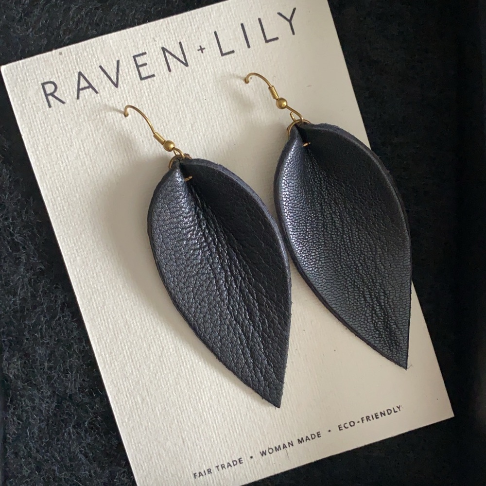 Leather Teardrop Earrings - Picture 10 of 14